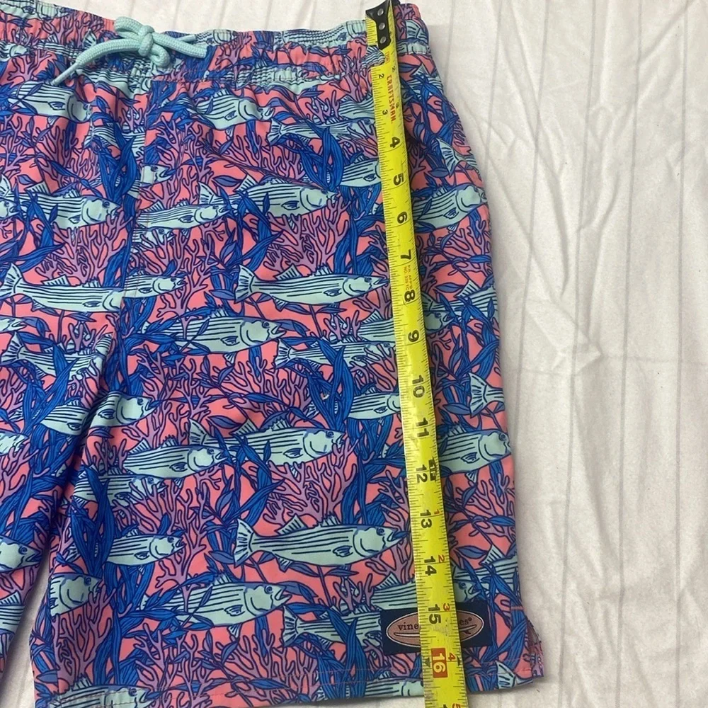 VINEYARD VINES Chappy Print Swim Trunks - Coral Papaya Passion Size Large
